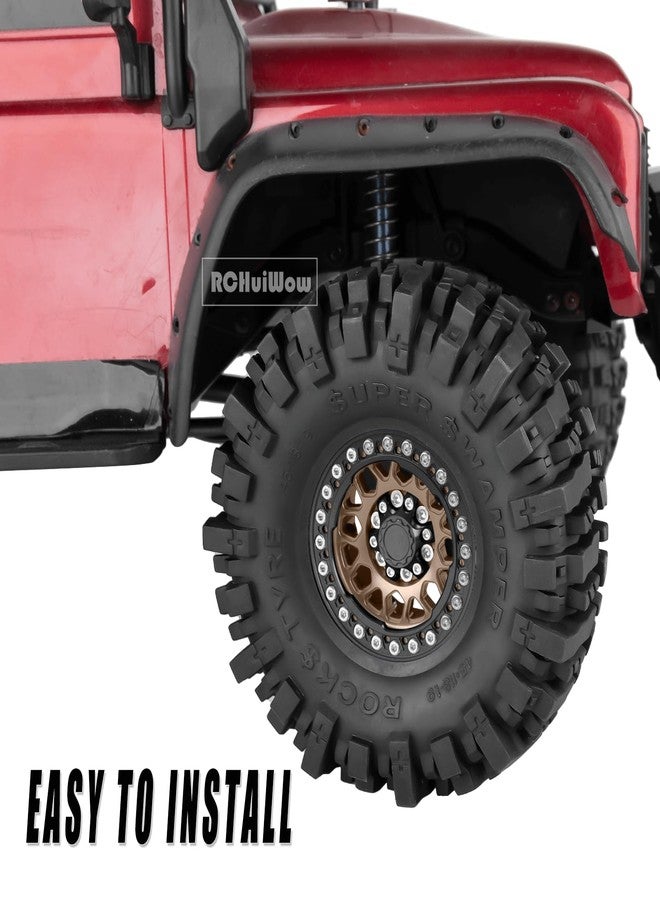 جنوط عجلات RCHuiWow RC مقاس 1.9 بوصة بتقنية Beadlock لسيارات الزحف RC من طراز SCX10 90046 AX103007 TRX4 TRX6 D90 VS4-10 MST CFX Gen8 Gen7 بمقياس 1/10، مصنوعة من سبائك الألومنيوم، لون بني مع أسود. - Image 4
